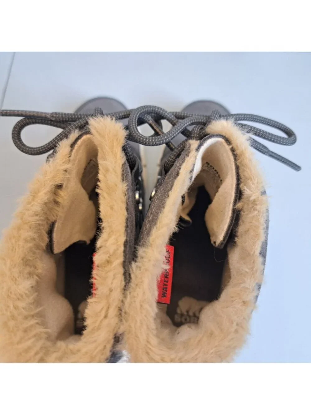 Sorel Explorer II Joan Boots Womens Sz 6.5 Gray Suede Faux Fur Waterproof Winter